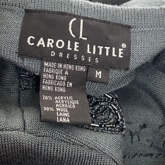 Vintage Carole Little Maxi Dress Womens Medium Green Beaded Sweater Knit Bodycon - Picture 6 of 6